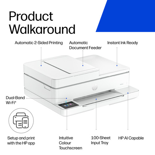 HP Envy 6530e Wired & Wireless Inkjet Multifunction Printer - Colour - White - Copier/Printer/Scanner - 4800 x 1200 dpi Pr