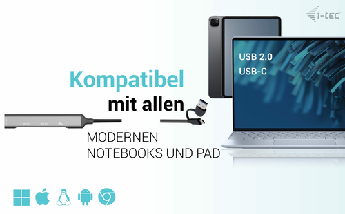I-TEC USB-A/USB-C 4 PORT HUB 1X USB-C 3.1+3X USB 2.0