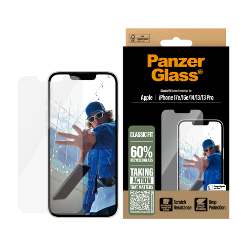 PanzerGlass ® Screen Protector iPhone 17e | 16e | 14 | 13 | 13 Pro | Classic Fit w. EasyAligner. Brand compatibility: Appl