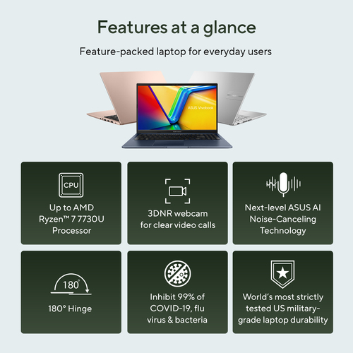 ASUS Vivobook 15 M1502YA-NJ590W. Product type: Laptop, Form factor: Clamshell. Processor family: AMD Ryzen™ 7, Processor m