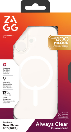 ZAGG Crystal Palace Snap Case for Apple iPhone 16 Smartphone - Textured Edges, Textured Grip - Clear - Yellowing Resistant