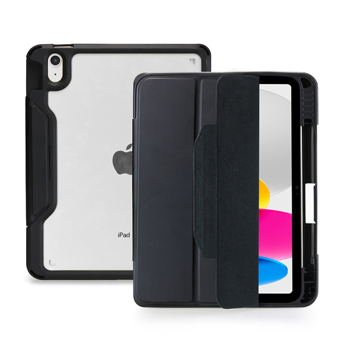 DEQSTER Robust Tasche (Dreiseitig) für 27,7 cm (10,9 Zoll) Apple, Logitech iPad (10. Generation) Tablet - Schwarz - Polyur