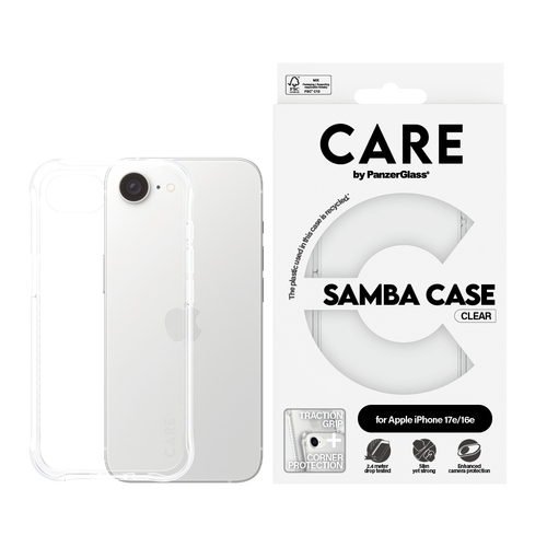 PanzerGlass CARE™ by ® Samba Case Transparent iPhone 17e | 16e. Case type: Cover, Brand compatibility: Apple, Compatibilit