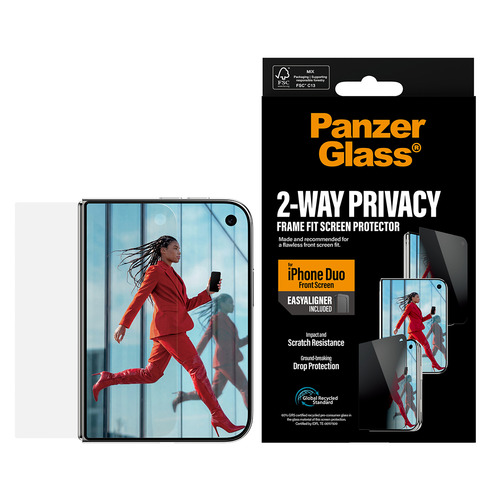PanzerGlass Glass Privacy Screen Protector for Apple iPhone Duo - For OLED iPhone Duo - Dust Resistant, Smudge Resistant