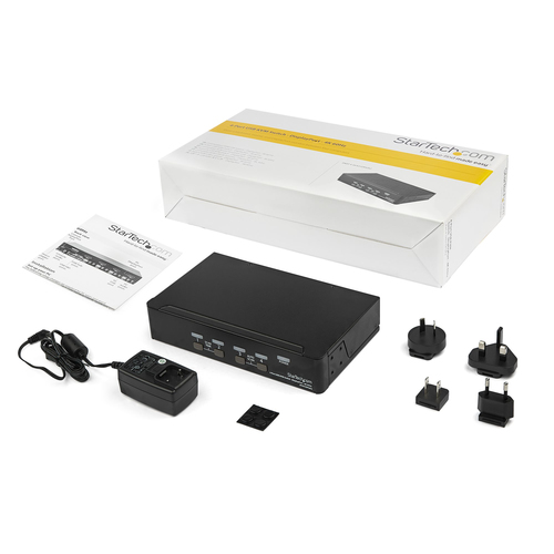 StarTech.com 4 Port DisplayPort KVM Switch - 4K 60Hz - Single Display - UHD DP 1.2 USB KVM Switch with USB 2.0 Hub & Audio
