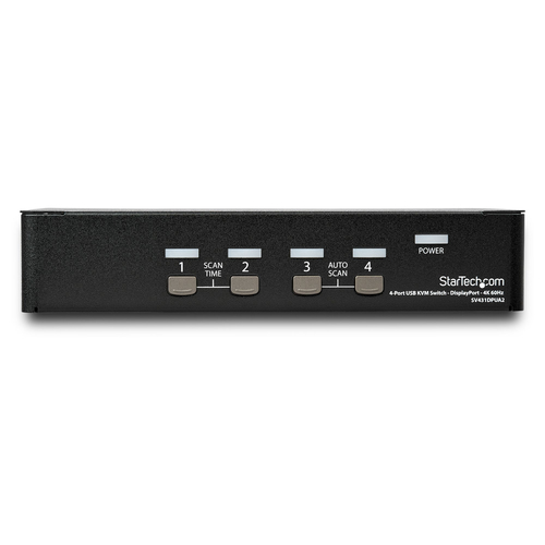 StarTech.com 4 Port DisplayPort KVM Switch - 4K 60Hz - Single Display - UHD DP 1.2 USB KVM Switch with USB 2.0 Hub & Audio