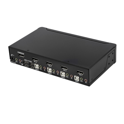 StarTech.com 4 Port DisplayPort KVM Switch - 4K 60Hz - Single Display - UHD DP 1.2 USB KVM Switch with USB 2.0 Hub & Audio