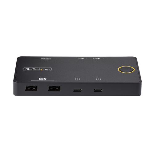 StarTech.com 2-Port USB-C KVM-Switch, Ein 4K 60Hz HDMI Monitor, Dual 100W Power Delivery Pass-Through Ports, USB Betrieben