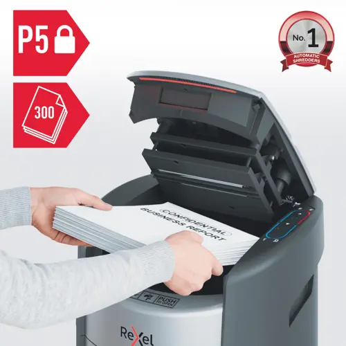 Rexel ShredMax AutoFeed+ 300M Micro Cut Paper Shredder. Shredding type: Micro-cut shredding, Working width: 22.5 cm, Shred