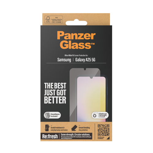 PanzerGlass Tempered Glass Screen Protector for Galaxy A25 5G - Black - For AMOLED Smartphone