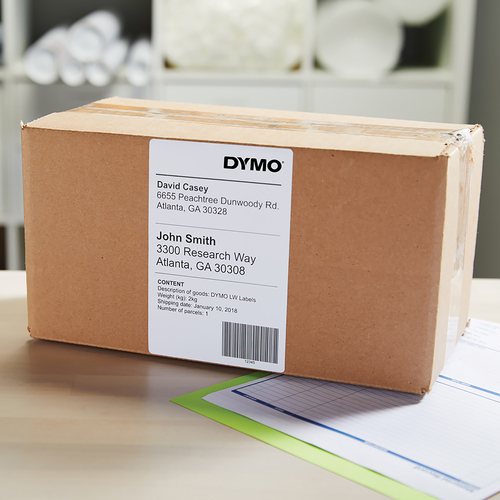 Dymo Shipping Label - 104 mm Width x 159 mm Length - Permanent Adhesive - Rectangle - Direct Thermal, Thermal Transfer - W