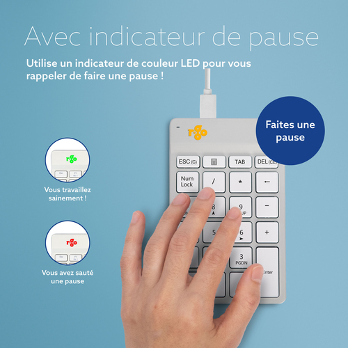 R-Go Tools Numpad Break, clavier numérique - Filaire, Blanc
