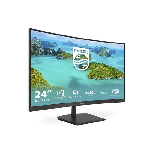 Philips 241E1SCA 24" Class Full HD Ecrã curvo Monitor LCD - 16:9 - Preto - 61 cm (24") Viewable - Alinhamento vertical (VA