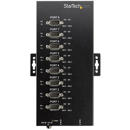 StarTech.com USB to RS232/RS485/RS422 8 Port Serial Hub Adapter - Industrial Metal USB 2.0 to DB9 Serial Converter - Din R