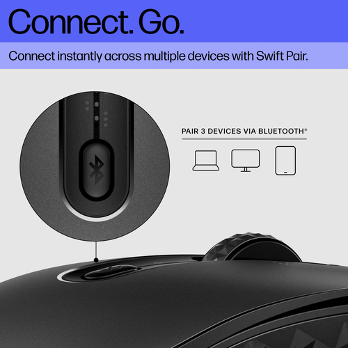 HP 695 Maus - Bluetooth - 7 Taste(n) - 6 Programmable Button(s) - Schwarz - Kabellos - wiederaufladbar - 4000 dpi Auflösun