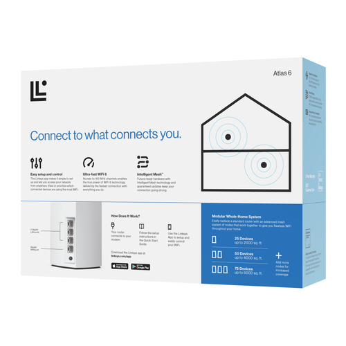 Linksys Atlas 6 MX2002 Wi-Fi 6 IEEE 802.11 a/b/g/n/ac/ax  Wireless Router - Dual Band - 2.40 GHz ISM Band - 5 GHz UNII Ban