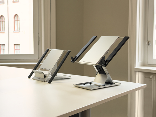 Mousetrapper Height Adjustable Notebook Stand - 32 cm Height x 28.2 cm Width - Aluminium - Silver - For Notebook, Office, 