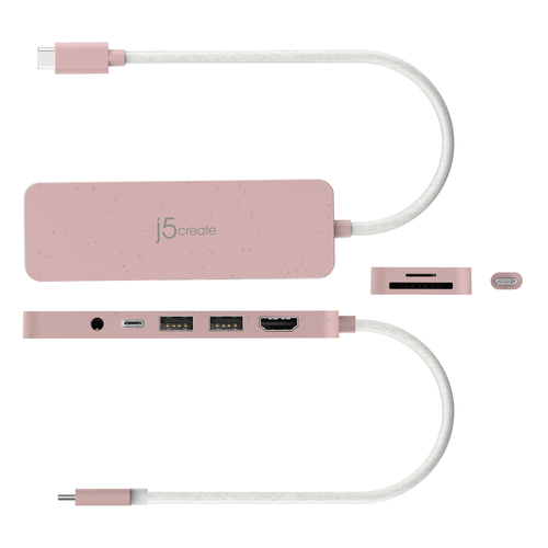 j5create USB Type C Docking Station for Keyboard, Mouse, Headphone, Projector, Flash Drive - Charging Capability - Memory 