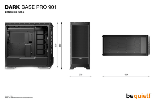 be quiet! Dark Base Pro 901 Gaming-Computergehäuse - EATX, XL-ATX, ATX, Micro ATX, Mini ITX Motherboard Supported - Full T