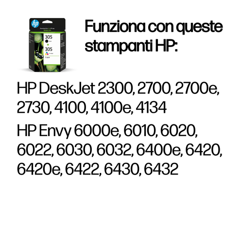 Cartuccia inchiostro Originale HP 305 Ad inchiostro - Tri-color, Nero - 2 / Confezione - Ad inchiostro - 2 / Confezione