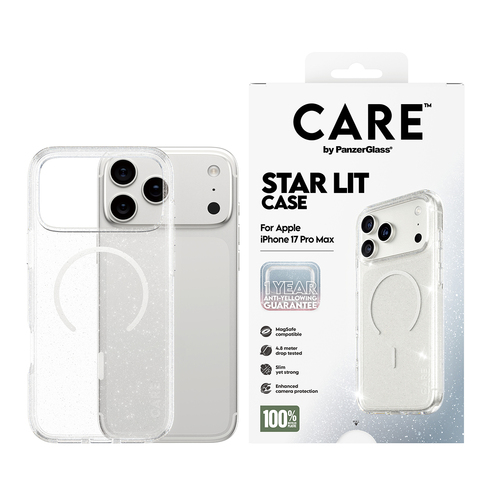 PanzerGlass CARE™ by ® Star Lit Case w. White MagSafe iPhone 17 Pro Max. Etui-Typ: Cover, Markenkompatibilität: Apple, Kom