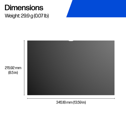 HP 16-inch Widescreen Laptop Privacy Filter. Weight: 29.9 g
