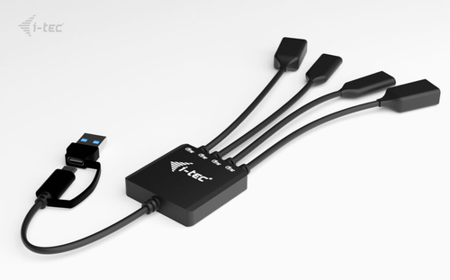 i-tec USB-C/USB-A Cable HUB 4 port (2x USB-C, 2x USB-A). Hostschnittstelle: USB 3.2 Gen 1 (3.1 Gen 1) Type-A + Type-C, Hub