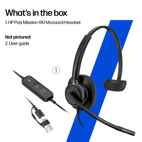 Poly Mission 400 425 Kabel Kopfbügel, Auf den Ohren Stereo Headset - Schwarz - Microsoft-Teams-Zertifizierung - Binaural -