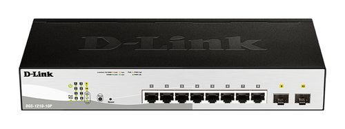 Conmutador Ethernet D-Link WebSmart DGS-1210-10 8 Puertos POE - 8 Red, 2 Ranura de Expansión - Par trenzado, Fibra Óptica 