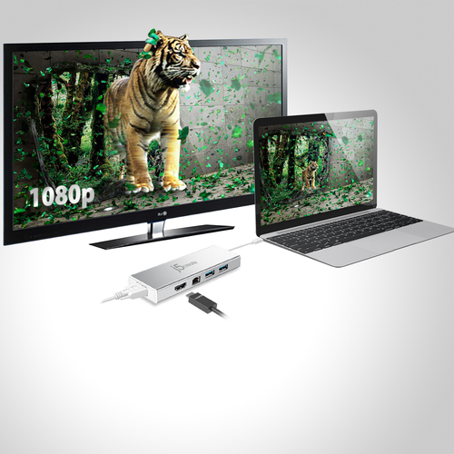 Docking station j5create per Monitor, Computer portatile - Argento - 2 Display supportati - 2K - 2048 x 1152 - 1 x USB 2.0