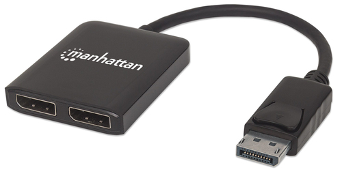 DisplayPort 1.2 to 2-Port DisplayPort 1.2 Splitter Hub with MST, 4K@30Hz, USB-A Powered, Video Wall Function, Black, Three