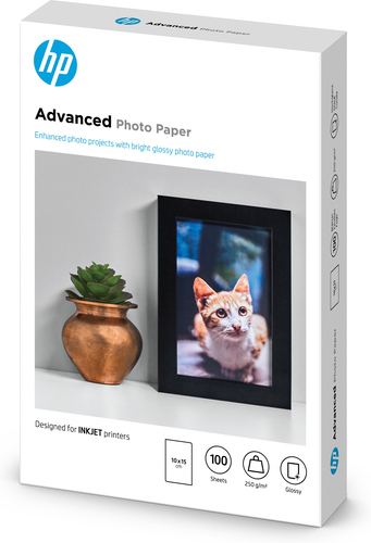 Carta foto HP Advanced Ad inchiostro - 100 mm x 150 mm - 250 g/m² Grammage - Lucido - 100 Foglio