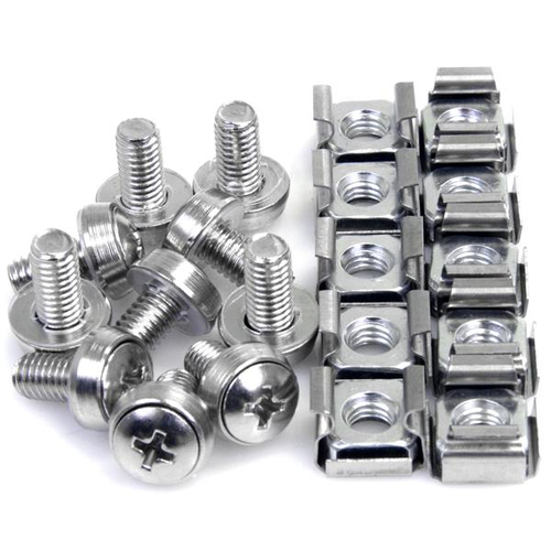 StarTech.com 50 Pkg M6 Mounting Screws and Cage Nuts for Server Rack Cabinet. Type: Screw, Material: Stainless steel, Suit