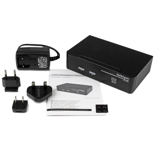 StarTech.com 2 Port USB DisplayPort KVM Switch with Audio - 2 Computer(s) - 1 Local User(s) - WQUXGA - 3840 x 2400 - 3 x D