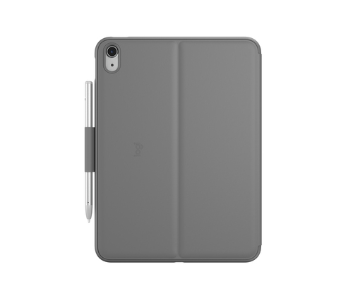 Logitech Slim Folio Keyboard/Cover Case (Folio) Apple, Logitech iPad (10th Generation) Tablet - Oxford Gray - Bump Resista