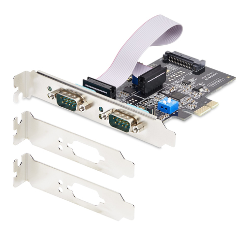 StarTech.com 2-Port Serielle PCIe Karte, PCI Express zu RS232/RS422/RS485 DB9 Serielle Karte, 16C1050 UART, ESD Schutz, Wi