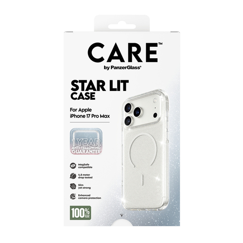 PanzerGlass CARE™ by ® Star Lit Case w. White MagSafe iPhone 17 Pro Max. Etui-Typ: Cover, Markenkompatibilität: Apple, Kom