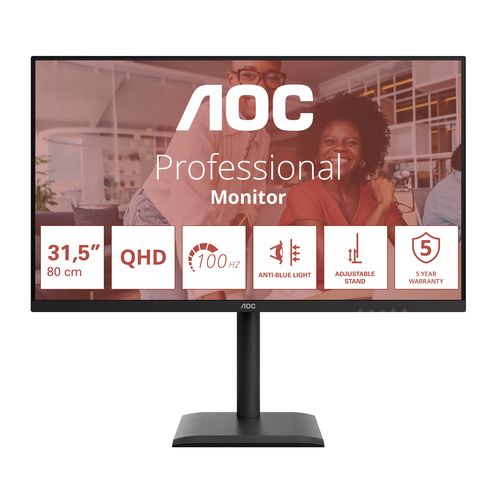 AOC Q32E4U 32 Zoll Klasse WQHD LED-Monitor - 16:9 Format - Schwarz - 80 cm (31,5 Zoll) Viewable - IPS-Technologie (In-Plan