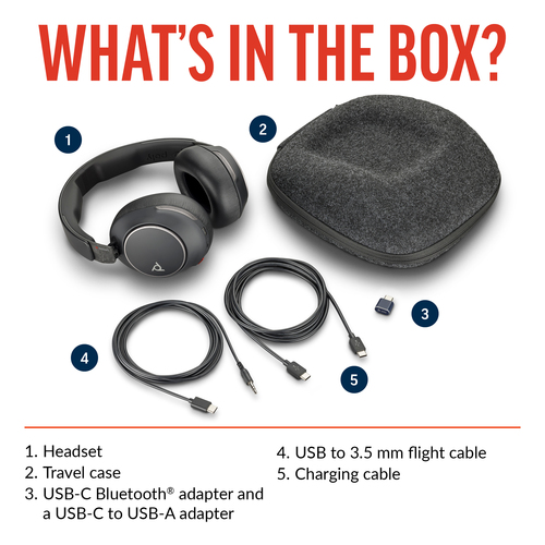 Poly Voyager Surround 80 UC Kabel/Kabellos Über das Ohr, Kopfbügel, Auf den Ohren Stereo Headset - Schwarz - Microsoft-Tea