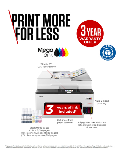 Canon MAXIFY GX2050 Wired & Wireless MegaTank Inkjet Multifunction Printer - Colour - Printer/Copier/Scanner/Fax/Cloud - 6