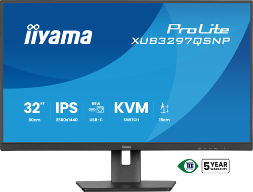 iiyama ProLite XUB3297QSNP-B1 32 Zoll Klasse WQHD LED-Monitor - 16:9 Format - Mattschwarz - 80 cm (31,5 Zoll) Viewable - I