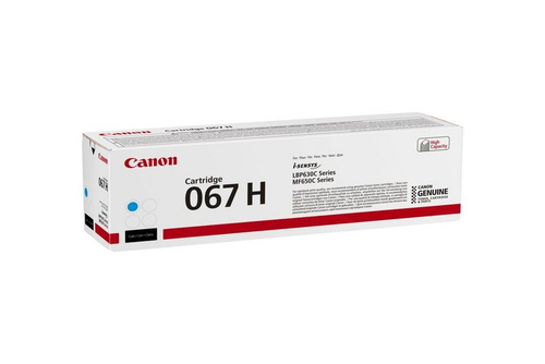 Canon 067H. Rendimento da página de toner a cores: 2350 páginas, Cor(es) dos cartuchos de impressão: Ciano, Quantidade por