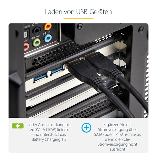 StarTech.com 4-Port USB PCIe Karte, USB 3.2 5Gbps, PCI Express Karte mit 4 unabhängigen USB-Controllern, 4 USB-A Anschlüss