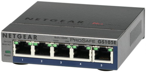 Netgear ProSafe GS105E 5 Ports Manageable Ethernet Switch - 10/100/1000Base-T - 2 Layer Supported - Desktop, Rack-mountabl