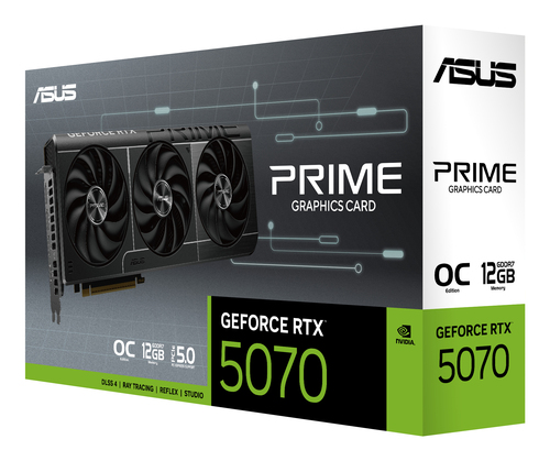 ASUS Prime -RTX5070-O12G. Processeur graphique famille: NVIDIA, Processeur graphique: GeForce RTX 5070. Mémoire carte grap