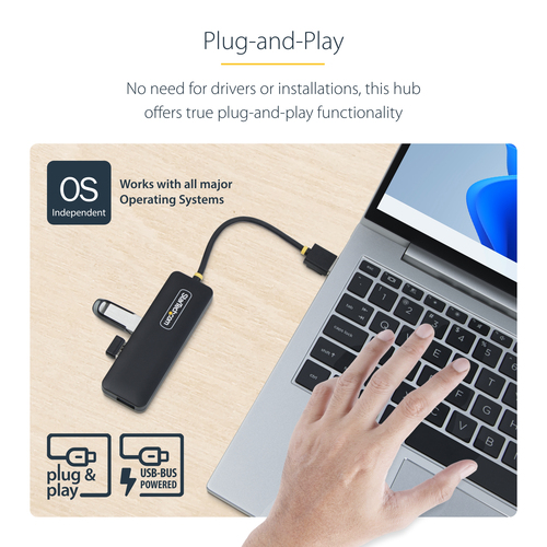 StarTech.com StarTech.com 4-Port USB-A Hub, 5Gbps, Bus Powered, Small Travel Mini USB Hub, Multi-Port USB 3.0 Splitter, Po