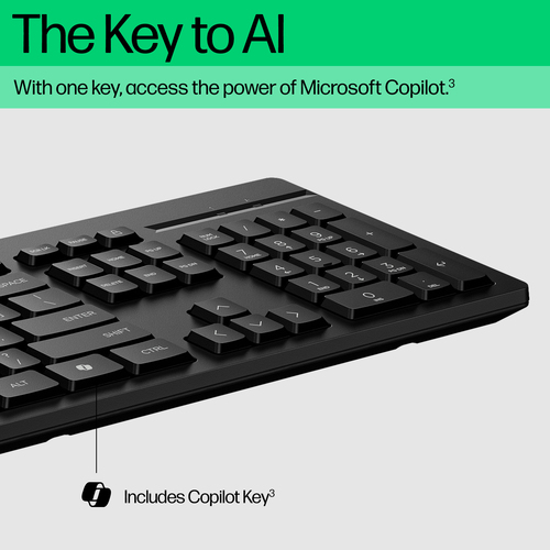 HP Clavier filaire 125. Facteur de forme du clavier: Taille réelle (100 %), Technologie de connectivité: Avec fil, Interfa