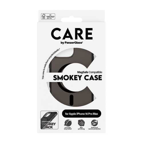 CARE Urban Combat Hülle für Apple iPhone 16 Pro Max Smartphone - Transparent, Schwarz - Rauch - Sturzsicher, Vergilbungsbe