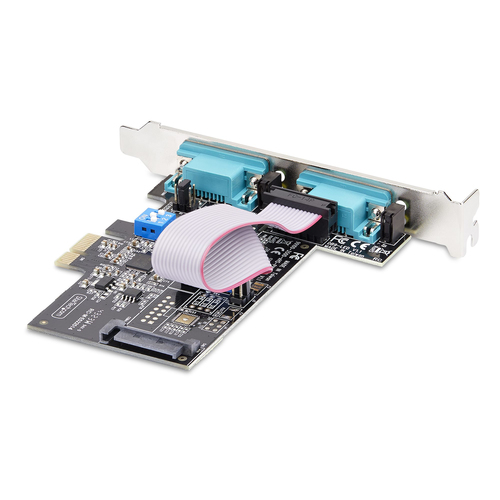 StarTech.com 2-Port Serielle PCIe Karte, PCI Express zu RS232/RS422/RS485 DB9 Serielle Karte, 16C1050 UART, ESD Schutz, Wi