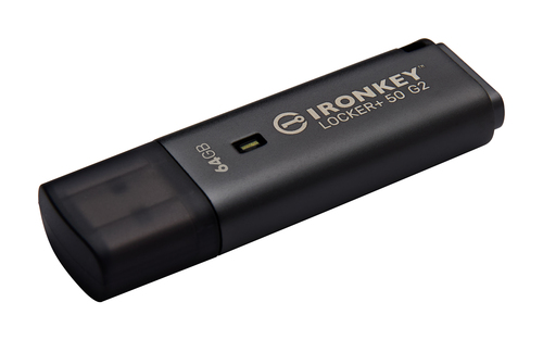 IronKey Locker+ 50 G2 64 GB USB 3.0, USB 3.1, USB 3.2 (Geração 1), USB tipo A Unidade Flash - AES de 256 bits - Compatível